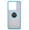 Etui z uchwytem na palec Bizon Case Hybrid Ring do Xiaomi 13T Pro / 13T, przydymione z jasnoniebieską ramką