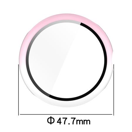 Etui ze szkłem do zegarka Bizon Case Watch Adamo do Google Pixel Watch 3 45mm, białoróżowe