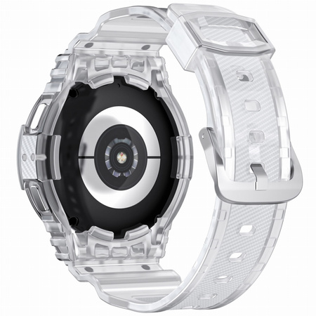 Etui z paskiem Bizon Strap + Case Watch Action do Galaxy Watch 4 / 5 44 mm, przezroczyste