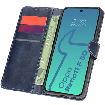 Etui z klapką Bizon Case Pocket do Oppo Reno11 F 5G, granatowe