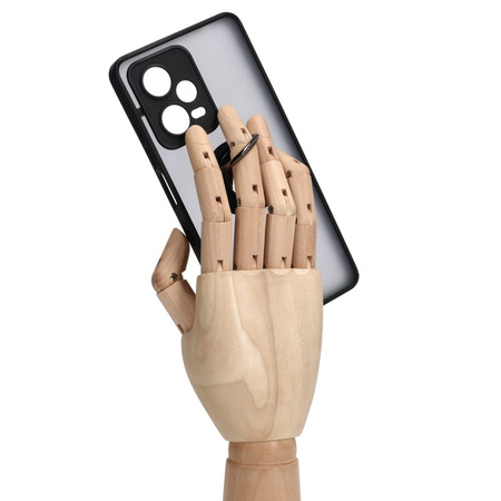 Etui z uchwytem na palec Bizon Case Hybrid Ring do Xiaomi Redmi Note 12 Pro+ 5G, przydymione z czarną ramką