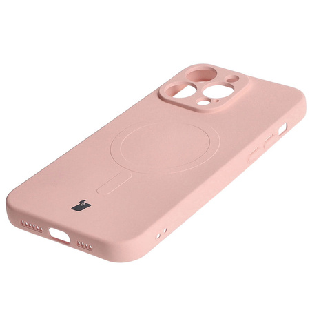 Etui silikonowe z pierścieniem magnetycznym Bizon Case Silicone Magnetic do iPhone 15 Pro Max, jasnoróżowe