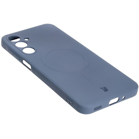 Silikonowe etui z pierścieniem magnetycznym Bizon Case Silicone Magnetic Sq do Galaxy A16 4G / 5G, szare