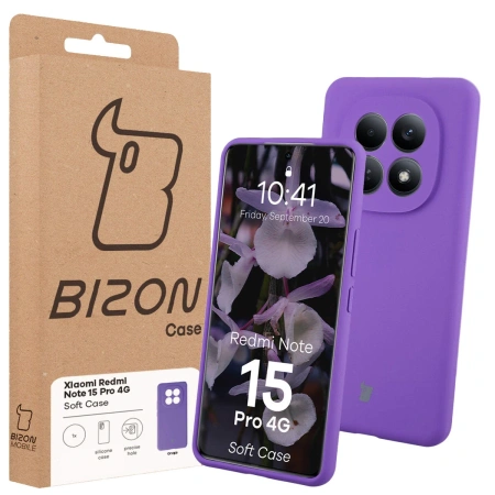 Silikonowe etui Bizon Soft Case do Xiaomi Redmi Note 15 Pro 4G, fioletowe