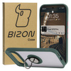 Etui z uchwytem na palec Bizon Case Hybrid Ring do Google Pixel 9 / 9 Pro, przydymione z ciemnozieloną ramką