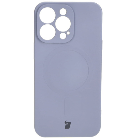 Etui silikonowe z pierścieniem magnetycznym Bizon Case Silicone Magnetic do iPhone 13 Pro, szare