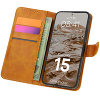 Etui z klapką Bizon Case Pocket do Xiaomi 15, brązowe