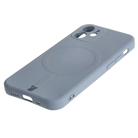 Etui Bizon Case Silicone Magnetic Sq do Apple iPhone 12 Mini, szare