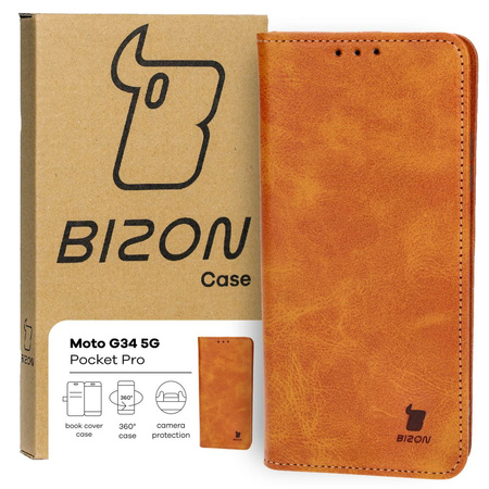 Etui z klapką Bizon Case Pocket Pro do Motorola Moto G34 5G, brązowe