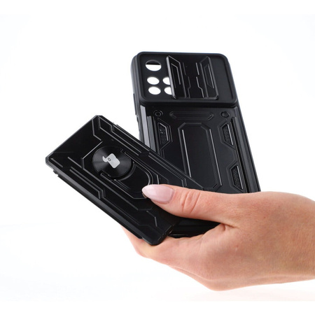 Etui Bizon Case Camshield Card Slot Ring do Xiaomi Redmi Note 11 Pro+ 5G, czarne