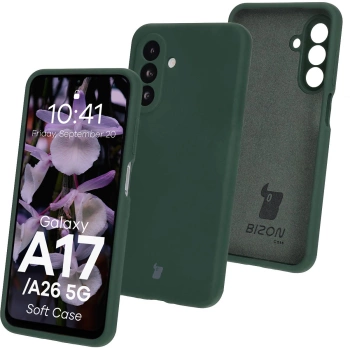 Silikonowe etui Bizon Soft Case do Galaxy A17 5G / A26 5G, ciemnozielone