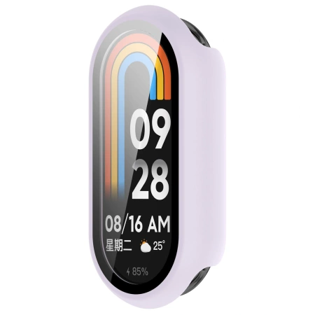 Etui ze szkłem do zegarka Bizon Case Watch Adamo do Xiaomi Smart Band 10, jasnofioletowe