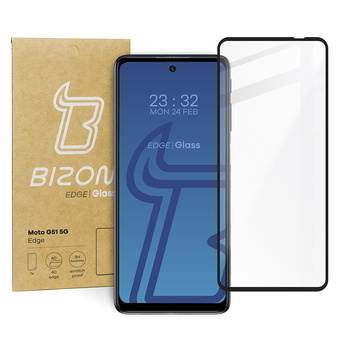 Szkło hartowane Bizon Glass Edge do Moto G51 5G, czarne