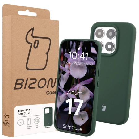 Silikonowe etui Bizon Soft Case do Xiaomi 17, ciemnozielone