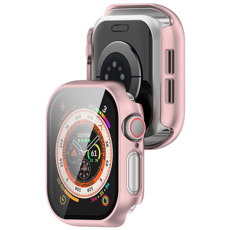 Etui ze szkłem do zegarka Bizon Case+Glass Watch do Apple Watch 11 / 10 42mm, jasnoróżowe