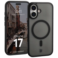 Etui z pierścieniem magnetycznym Bizon Case MatteO do iPhone 17, przydymione-czarne