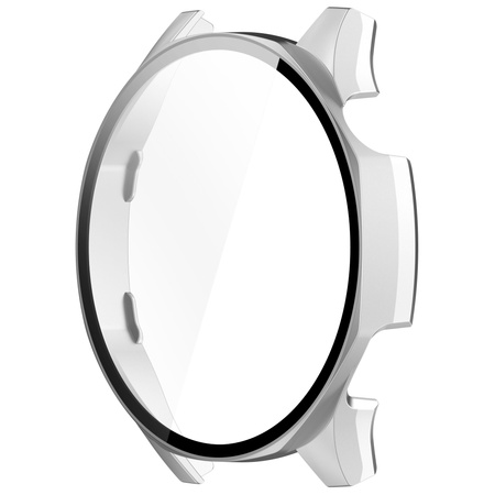 Etui ze szkłem do zegarka Bizon Case+Glass Watch do Huawei Watch GT 5 46 mm, satynowo srebrne