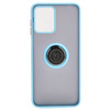Etui z uchwytem na palec Bizon Case Hybrid Ring do Motorola Moto G13 / G23 / G53 5G, przydymione z jasnoniebieską ramką