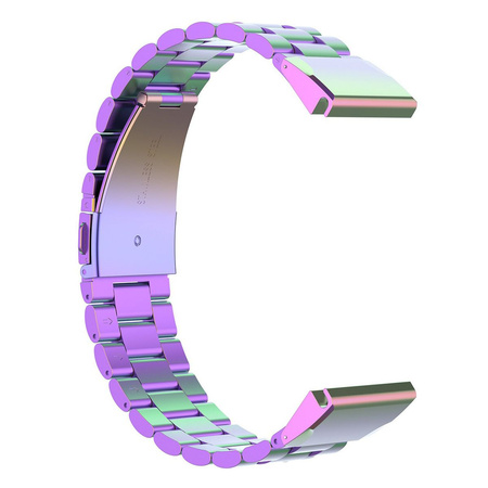 Pasek ze stali nierdzewnej do smartwatcha, Bizon Strap Watch Aura, QuickFit 20 mm, tęczowy