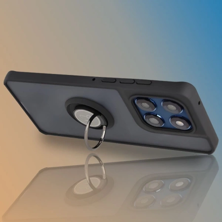 Etui z uchwytem na palec Bizon Case Hybrid Ring do Google Pixel 10 / 10 Pro, przydymione z czarną ramką