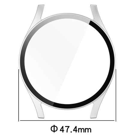 Etui ze szkłem do zegarka Bizon Case Watch Adamo do Galaxy Watch 7 44 mm, satynowo srebrne