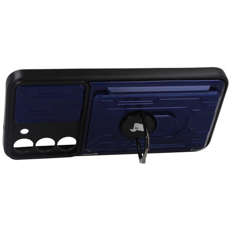 Etui Bizon Case Camshield Card Slot Ring do Galaxy S23 Plus, granatowe