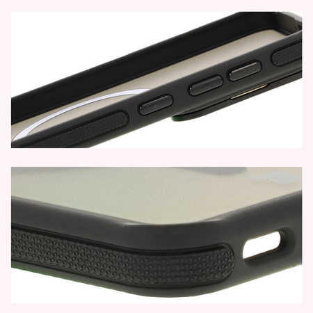 Etui z podstawką i pierścieniem magnetycznym Bizon Case Eclipse do Galaxy S25/S24, przydymione z czarną ramką