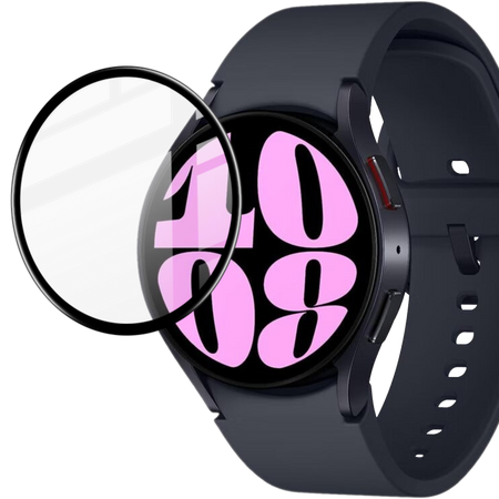 Szkło hybrydowe Bizon Glass Watch Edge Hybrid dla Galaxy Watch 6 44mm, czarne