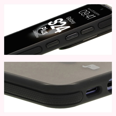 Etui z podstawką i pierścieniem magnetycznym Bizon Case Eclipse do Galaxy S24 Plus, przydymione z czarną ramką