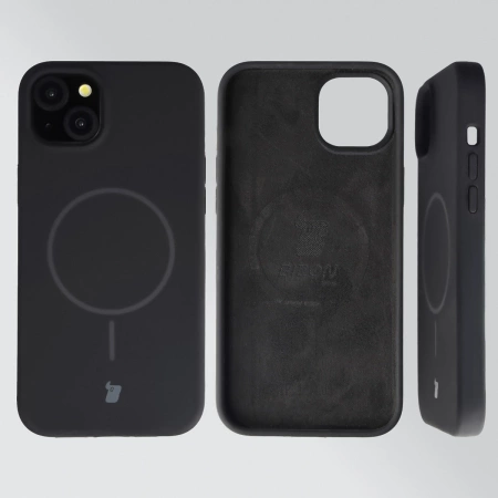 Silikonowe etui z pierścieniem magnetycznym Bizon Soft Case Magnetic do iPhone 15 Plus/14 Plus, czarne