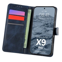Etui z klapką Bizon Case Pocket do Oppo Find X9 Pro, granatowe