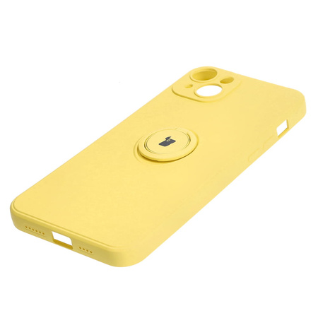 Etui Bizon Case Silicone Ring Sq do Apple iPhone 15 Plus, żółte