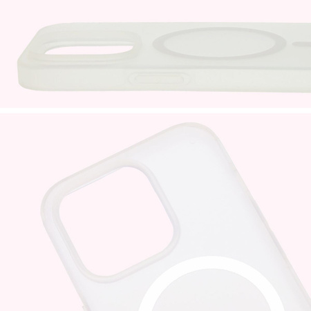 Etui z pierścieniem magnetycznym Bizon Case MatteO do iPhone 14 Pro, półprzezroczyste z przezroczystą ramką
