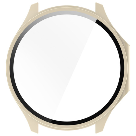 Etui ze szkłem do zegarka Bizon Case Watch Adamo do OnePlus Watch 3 / Oppo Watch X2, beżowe