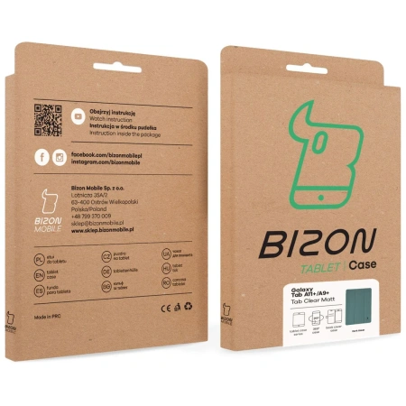 Etui z klapką Bizon Case Tab Clear Matt do Galaxy Tab A11 Plus / A9 Plus, ciemnozielone