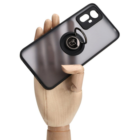 Etui z uchwytem na palec Bizon Case Hybrid Ring do Xiaomi Redmi Note 12S, przydymione z czarną ramką