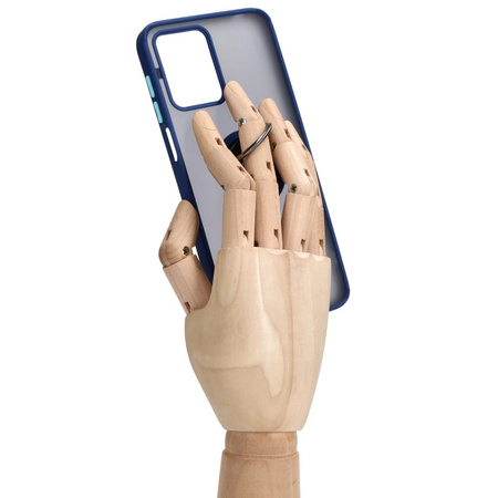 Etui z uchwytem na palec Bizon Case Hybrid Ring do Motorola Moto G13 / G23 / G53 5G, przydymione z granatową ramką