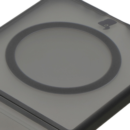 Etui z pierścieniem magnetycznym Bizon Case MatteO do Galaxy Z Flip6, półprzezroczyste z czarną ramką