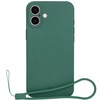 Silikonowe etui z pierścieniem magnetycznym Bizon Case Silicone Magnetic do iPhone 16 Plus, ciemnozielone