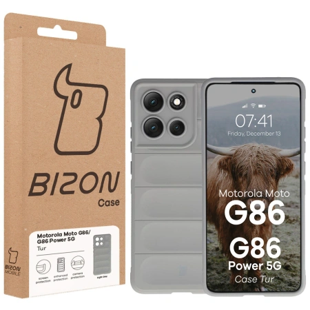 Pancerne etui Bizon Case Tur do Motorola Moto G86 5G / G86 Power 5G, jasnoszare