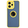 Etui z uchwytem na palec Bizon Case Hybrid Ring do Xiaomi Redmi 12, przydymione z żółtą ramką