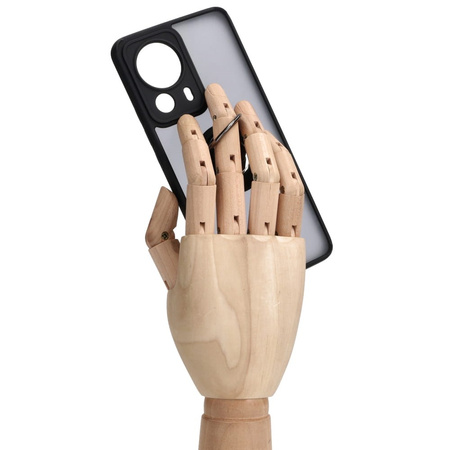 Etui z uchwytem na palec Bizon Case Hybrid Ring do Xiaomi 13 Lite, przydymione z czarną ramką
