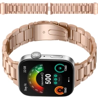 Pasek ze stali nierdzewnej Bizon Strap Watch Aura do Huawei Watch Fit 4 Pro/Fit 4/Fit 3, różowozłoty