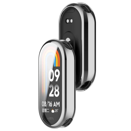 Etui z osłoną ekranu Bizon Case Watch Felipe do Xiaomi Smart Band 10, srebrne