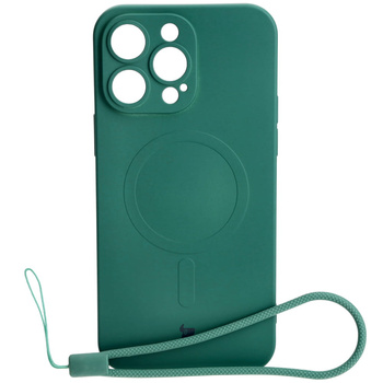 Etui silikonowe z pierścieniem magnetycznym Bizon Case Silicone Magnetic do iPhone 14 Pro Max, ciemnozielone