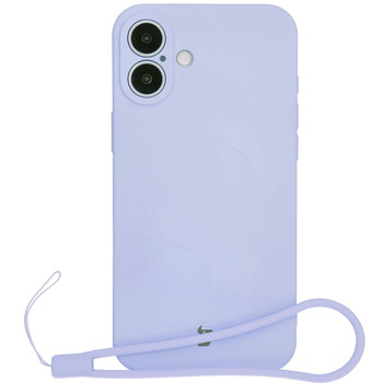 Silikonowe etui z pierścieniem magnetycznym Bizon Case Silicone Magnetic do iPhone 16 Plus, jasnofioletowe
