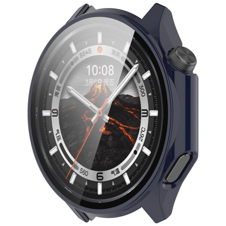 Etui ze szkłem do zegarka Bizon Case Watch Adamo do OnePlus Watch 3 / Oppo Watch X2, niebieskie