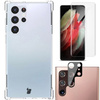 Etui + 2x folia + obiektyw Bizon Case Clear Pack do Galaxy S22 Ultra, przezroczyste