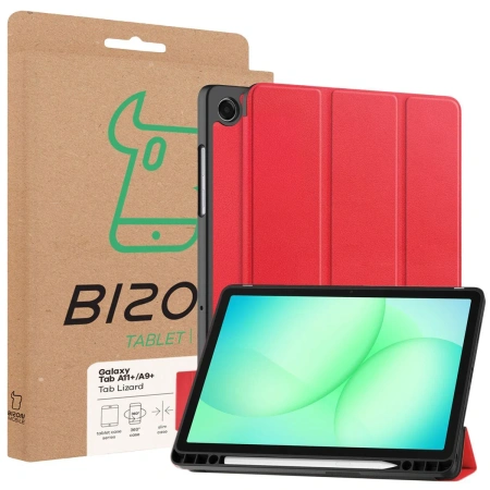 Etui z klapką Bizon Case Tab Lizard do Galaxy Tab A11 Plus / A9 Plus, czerwone