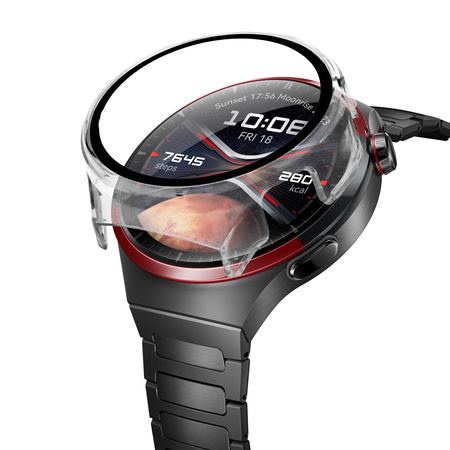 Etui ze szkłem do zegarka Bizon Case Watch Adamo do Huawei Watch 4 Pro Space Edition, przezroczyste